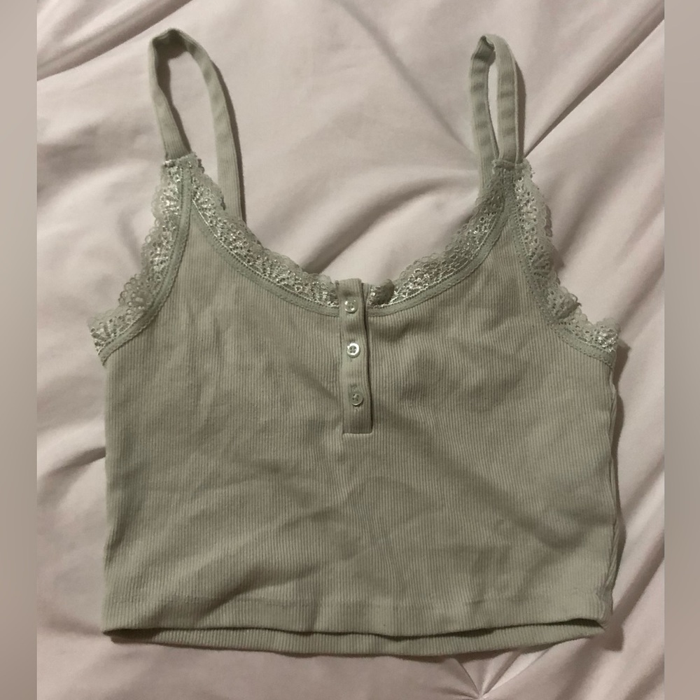 Forever 21 light green sage/mint lace crop top